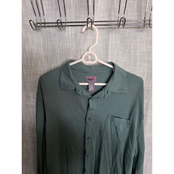 Men's Falcon Point Button-Down‎ Shirt, Size L, Green and white checkers - Picture 4 of 6